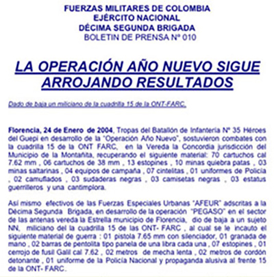 A Colombian Army press release