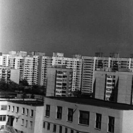 <p>A view over the district of Lyulin, shot through the warped glass of a window.</p>