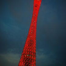 <p>Guangzhou's Canton Tower (formerly the self-defining TV Astronomical and Sightseeing Tower) is a twisting geometric latticework that climbs to a frightening 462 metres. Designed by Mark Hemel and Barbara Kuit, it topped out in 2011 and lights up in a swirling rainbow of colours every night.</p>