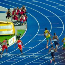 <p>Jamaica's Usain Bolt blazes to a new (and still) world record time of 9.58 seconds in the men's 100m sprint at the 12th IAAF World Championships in Berlin's Olympiastadion. Yes, it's hard to take pictures of people that run this fast...<br /></p>