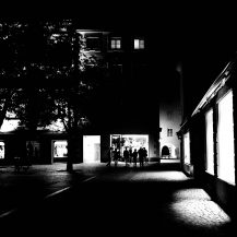 <p>A group enjoying a spot of window shopping on a quiet night in Bressanone.</p>