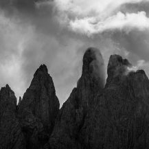 <p>A telephoto shot of the Odle group, some of the signature jagged peaks of the Dolomites. The cloud formations that whip through these teeth are a spectacle to behold.</p>