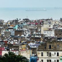 <p>A view out to sea over the rooftops of Casablanca. The preponderance of satellite dishes is striking.<br /></p>