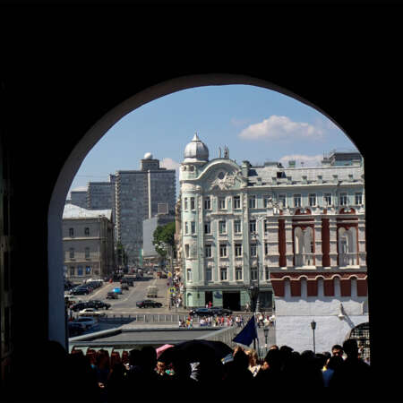 <p>Emerging into the light outside the Kremlin.</p>