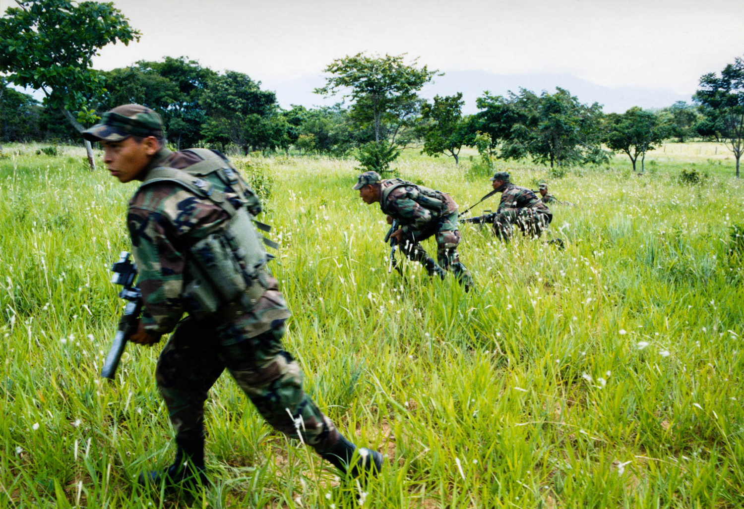 <p>Soldiers from the Colombian Army's Navos Pardo Battalion, based at Tame in the eastern Colombian state of Arauca. Tasked with securing the town and surrounding countryside against guerrilla and paramilitary presence, members of the battalion were implicated in a massacre at the indigenous reserve of Betoyes in May 2003. <br /></p>