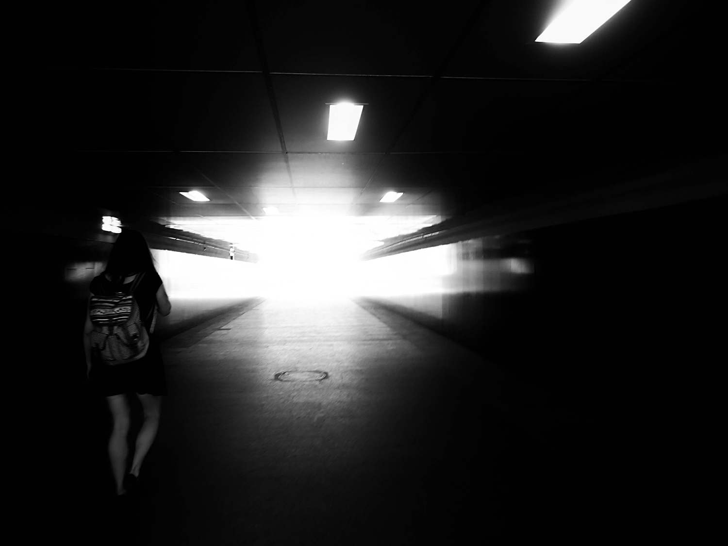 <p>Blinding light forms a sort of cross in one of Moscow's pedestrian underpasses. These tunnels are a consequence of the span of the city's monumental boulevards.<br /></p>