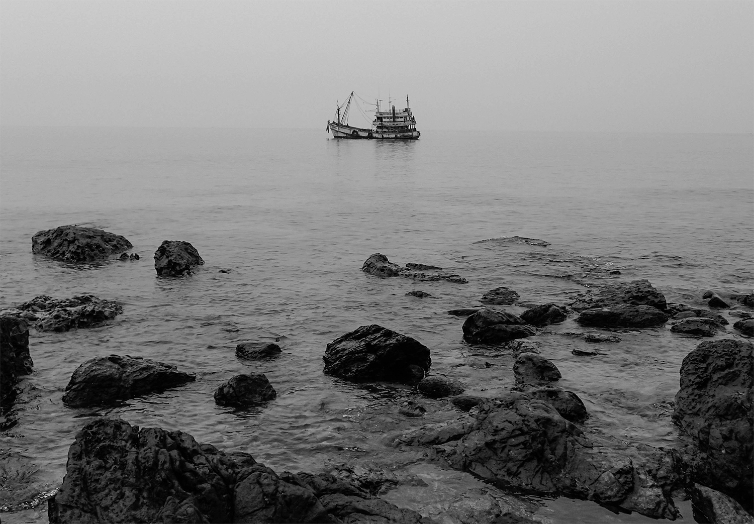 <p>An eerie fishing boat anchored off the island of Ko Samet.</p>