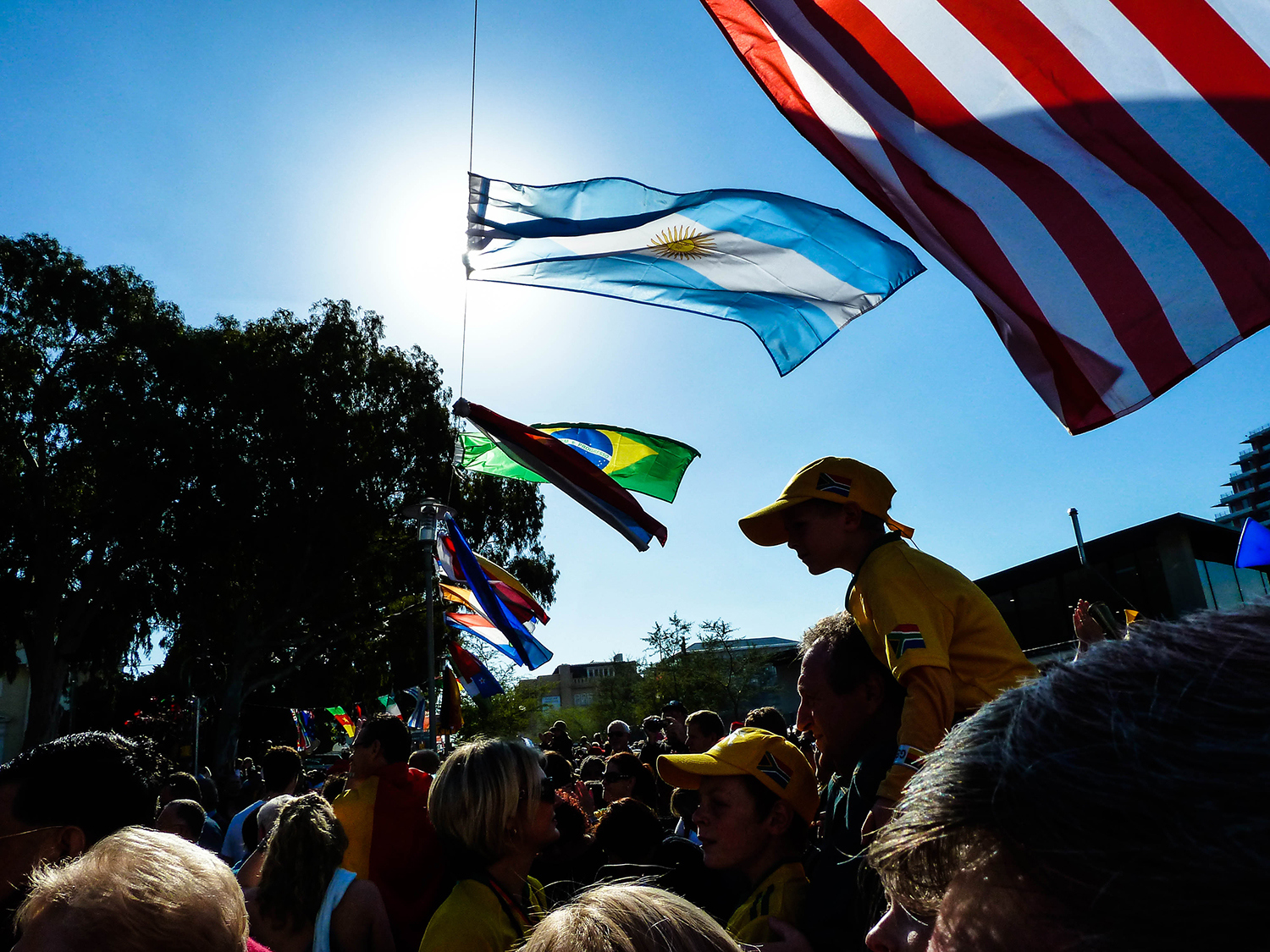 <p>The scene outside the stadium before a 2010 World Cup match between Argentina and Germany in Cape Town.</p>
